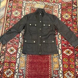 J Crew Olive Brown resin coated cargo jacket XS